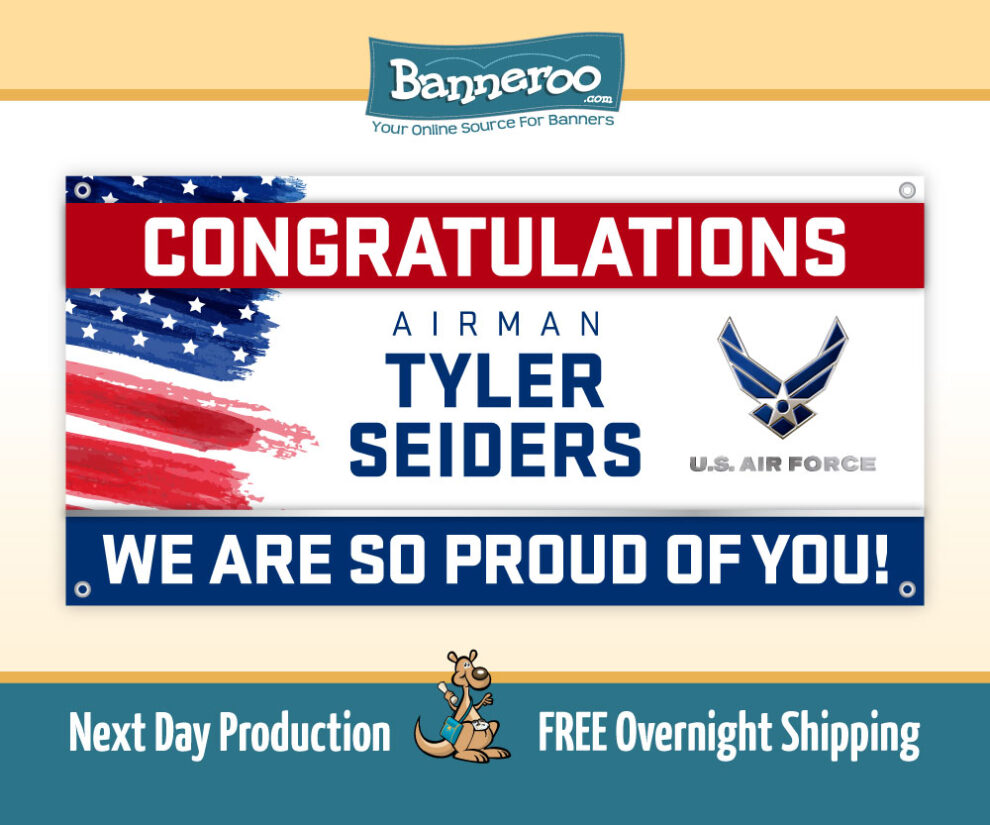 Air Force BMT Graduation Banner with Flag – Banneroo